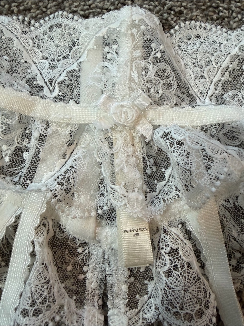 For Love & Lemons White Lace Bra Garter Thong Lingerie Set Size S - Picture 4 of 11